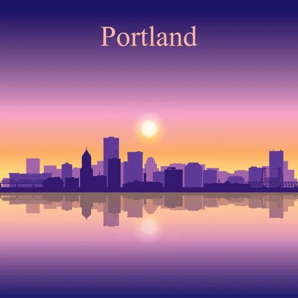 Portland città skyline silhouette sfondo — Vettoriale Stock