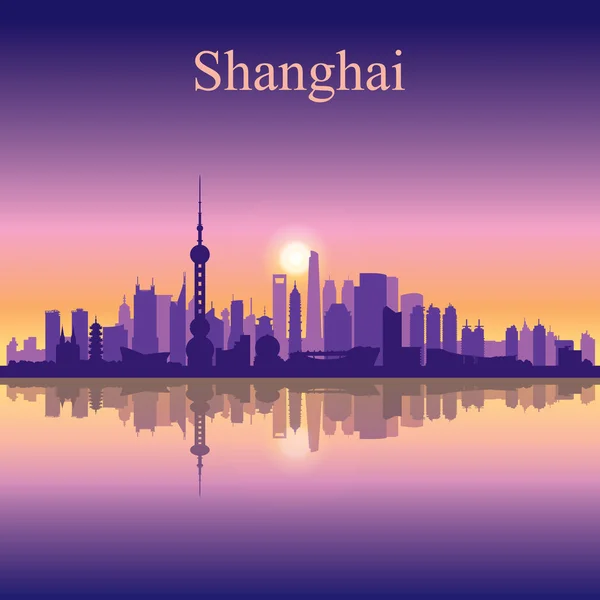 Shanghai ciudad horizonte silueta fondo — Archivo Imágenes Vectoriales