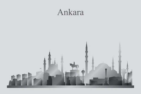 Silhouette de la ville d'Ankara en niveaux de gris — Image vectorielle