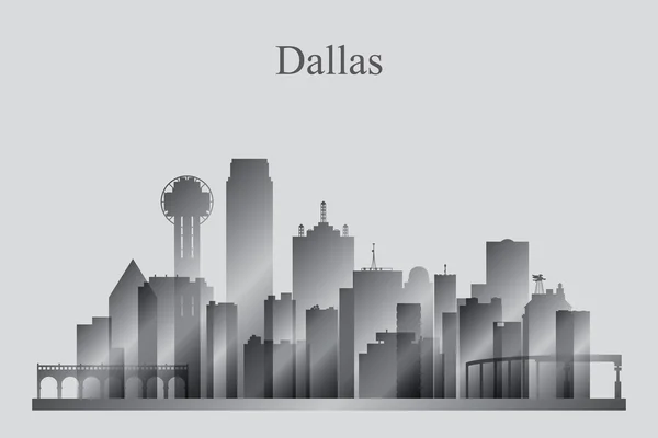 Dallas městské panorama silueta ve stupních šedé — Stockový vektor