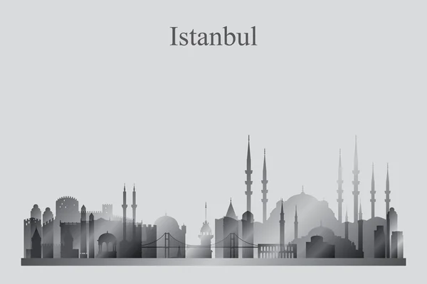 Istanbul şehir manzarası siluet gri tonlamalı — Stok Vektör
