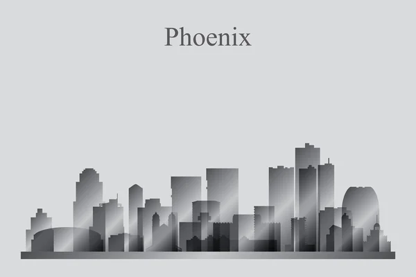 Phoenix city skyline van silhouet in grijswaarden — Stockvector