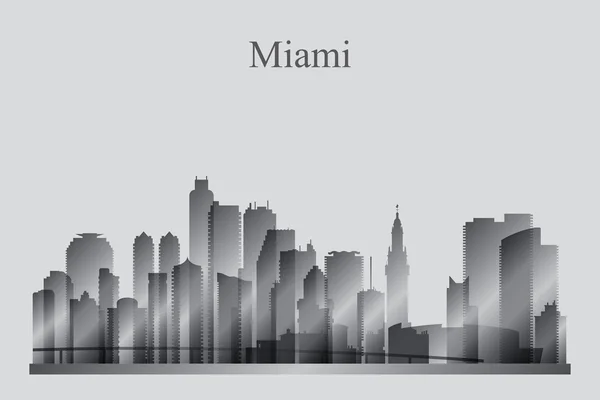 Silhouette der miami city silhouette in Graustufen — Stockvektor