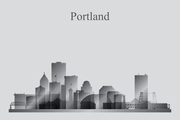 Portland city skyline silhouette szürkeárnyalatos — Stock Vector