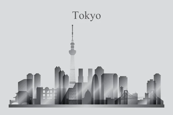 Tokyo silhouette skyline de la ville en niveaux de gris — Image vectorielle