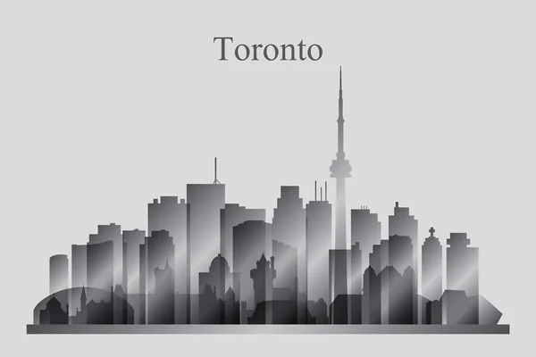 Toronto city skyline van silhouet in grijswaarden — Stockvector