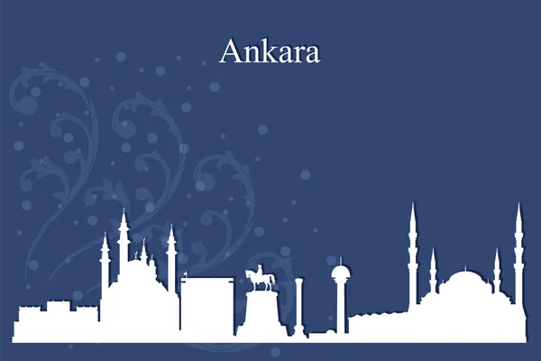 Ankara şehir manzarası siluet mavi zemin üzerine — Stok Vektör