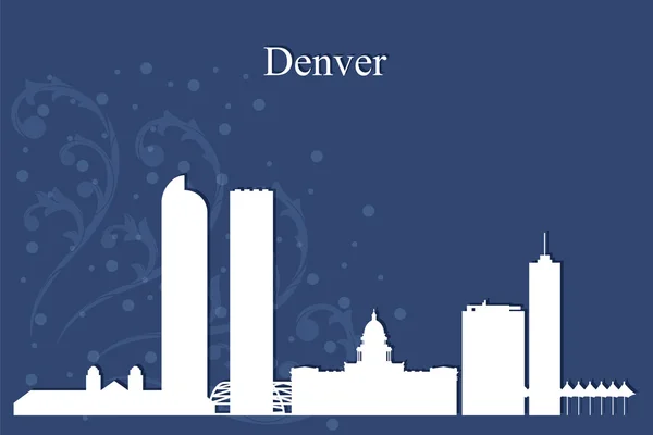 Silueta del horizonte de la ciudad de Denver sobre fondo azul — Archivo Imágenes Vectoriales