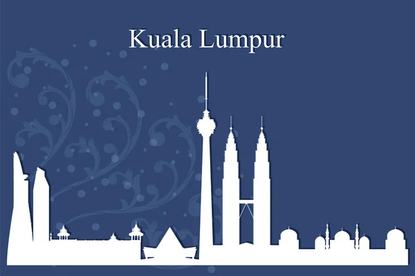 Kuala Lumpur city skyline silhouette on blue background — Stock Vector