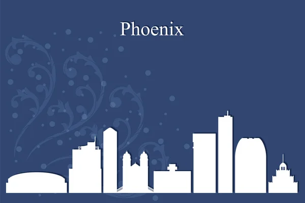 Phoenix silhouette skyline de la ville sur fond bleu — Image vectorielle