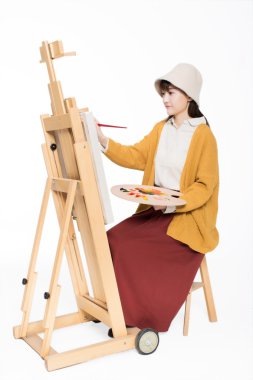 sevimli güzel kız ressam