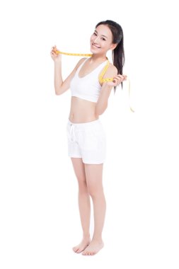 Ölçü bandı olan kadın