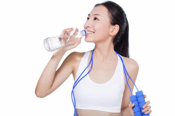 Estudio retrato de fitness aislado sobre fondo blanco — Foto de Stock