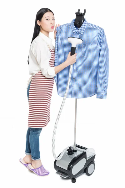 Young housewife ironing — Stock Photo, Image