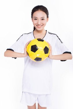 Futbol topu ile kadın