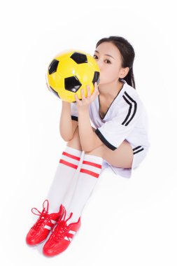 Futbol topu ile kadın