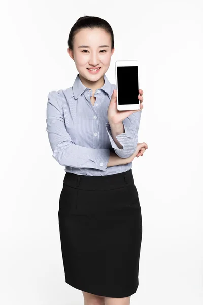 Beautiful phone salesman — Stock Photo, Image