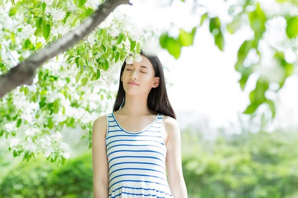 Chinese Woman In a Park — Stock Photo, Image