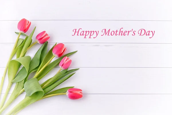 Mothers day. Mothers day flowers. Mothers day card with tulips. Pink tulips for mother day. Mothers day background and mother day flower. Mothersday gift. — Stock Photo, Image