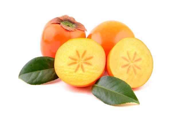 Persimmon fruit with leaves. — Stock Photo, Image