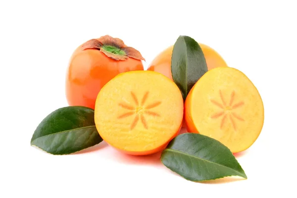 Persimmon fruit with leaves. — Stock Photo, Image