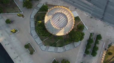 Selanik şehrinin Beyaz Kulesinin Hava Görüntüsü, sabah