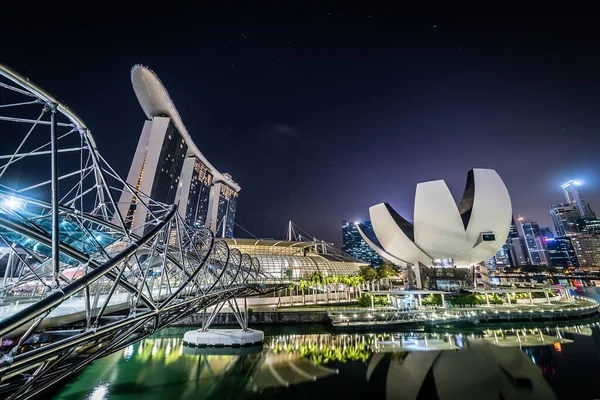 Σιγκαπούρη Νύχτα Τοποθεσία Marina Bay — Φωτογραφία Αρχείου