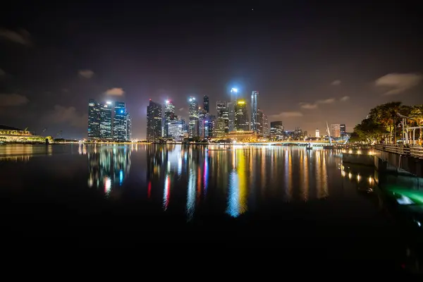 Singapore Night Shot Marina Bay — Stock Photo, Image