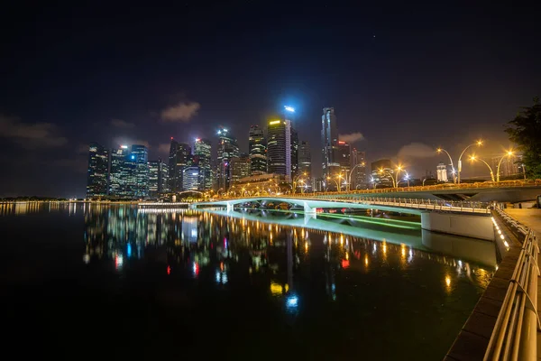 Singapore Night Shot Marina Bay — Stock Photo, Image