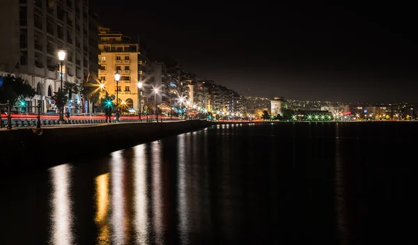 Thessaloniki Port and White Tower, — Stock Photo, Image