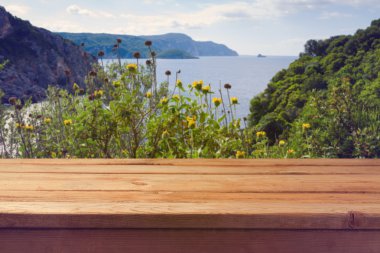 table over beautiful sea landscape clipart