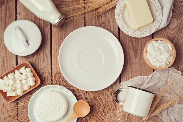 Milk, cheese and butter — Stock Photo, Image