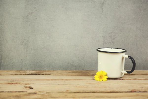 Enamel vintage coffee cup — Stock Photo, Image