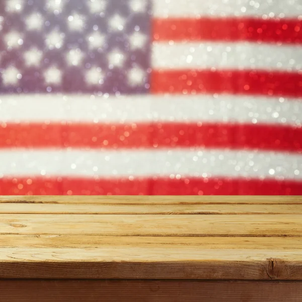 Empty wooden deck table — Stock Photo, Image