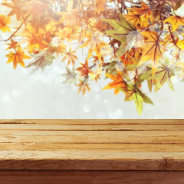 Empty wooden deck table — Stock Photo, Image