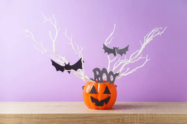 Halloween Citrouille Décoration Créative Sur Table Bois — Photo