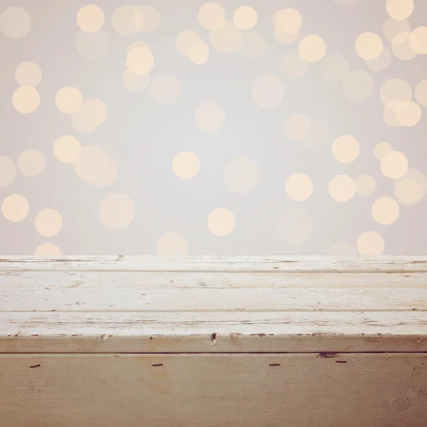 Fondo de Navidad con mesa de madera vacía — Foto de Stock