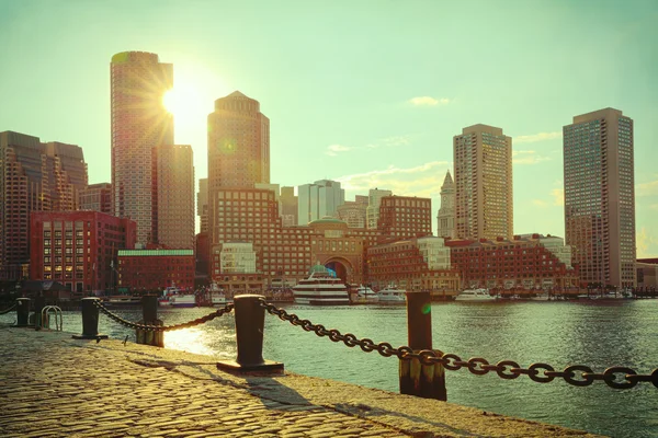 Boston Harbor and Financial District — Stock Photo, Image