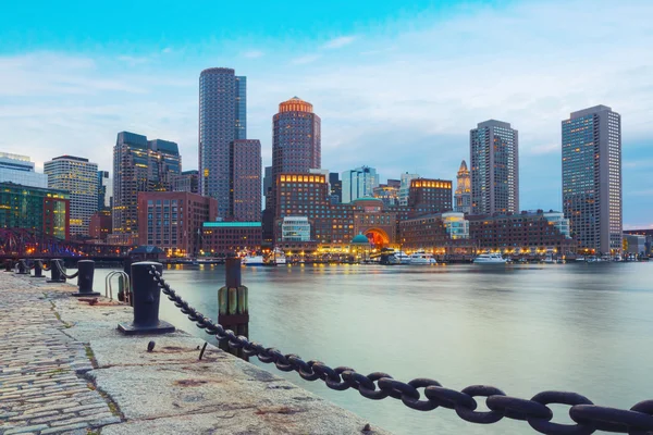 Port w Bostonie i dzielnica finansowa — Zdjęcie stockowe