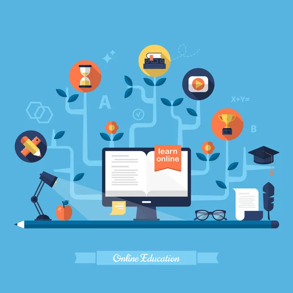 Ilustracja do e learningu i online edukacji — Wektor stockowy