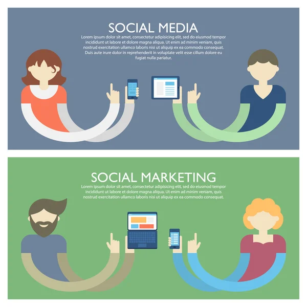 Social Media e concetto di marketing — Vettoriale Stock