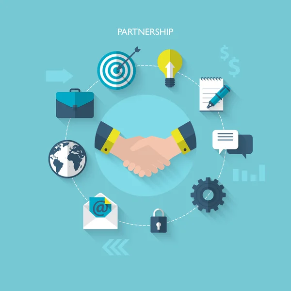 Conceito de parceria e trabalho em equipe — Vetor de Stock