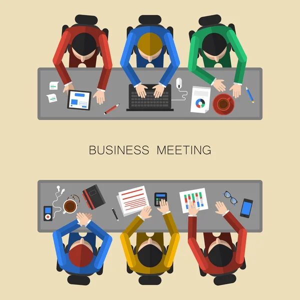 Analyzing project on business meeting — Stock Vector