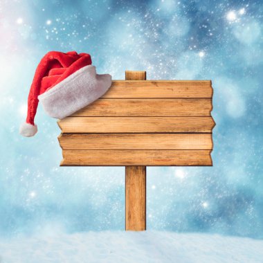 ahşap işareti ve santa şapka