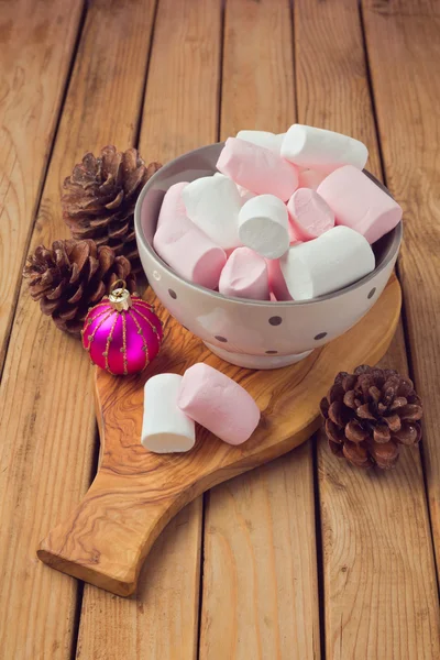 Marshmallow zum Weihnachtsdessert — Stockfoto