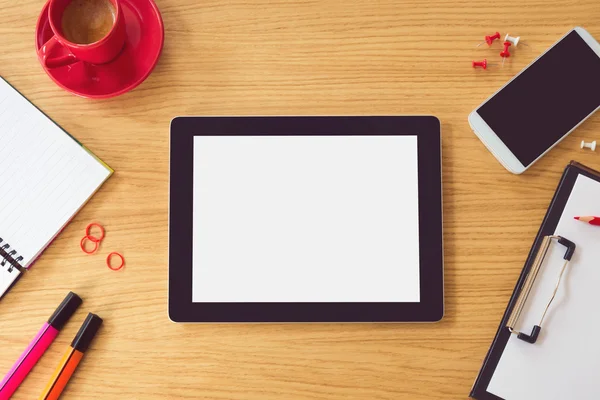 Tablet with white screen on table — Stock Photo, Image