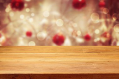 Table over Christmas bokeh background clipart
