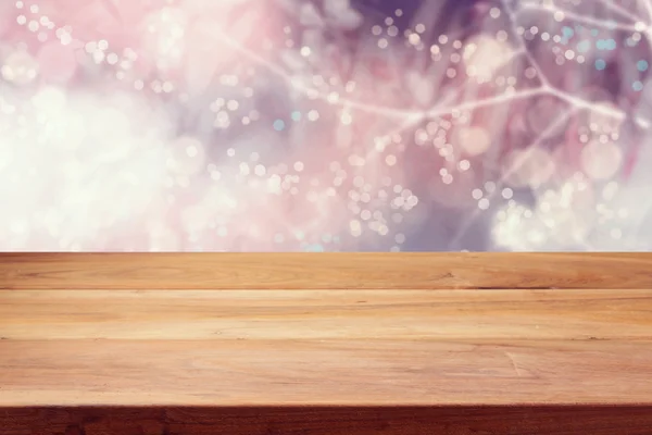 Empty wooden deck table — Stock Photo, Image