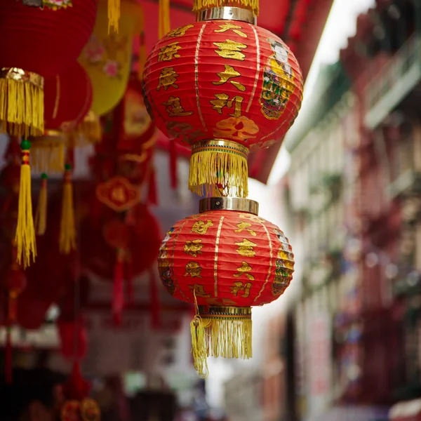 Rode chinese lamp in Chinatown — Stockfoto