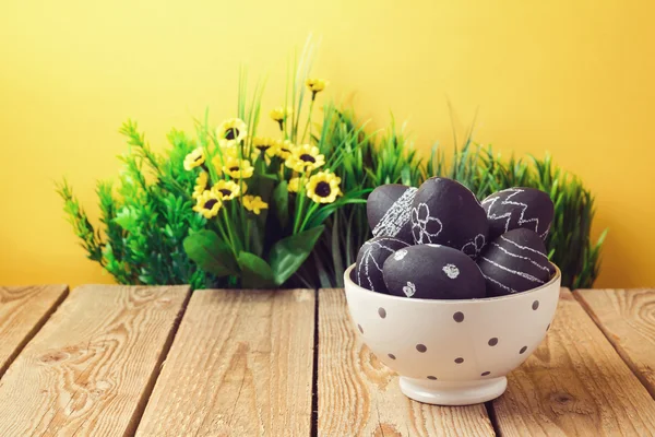 Easter eggs painted with chalkboard paint — Stock Photo, Image